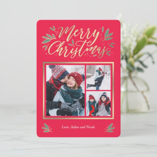 Seizoensgebonden gloed 3-kerstkaart feestdagenkaart (Staand voorkant)