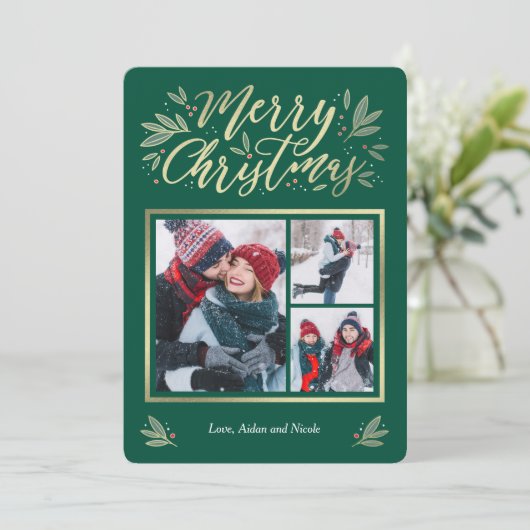 Seizoensgebonden gloed 3-kerstkaart feestdagenkaart (Staand voorkant)