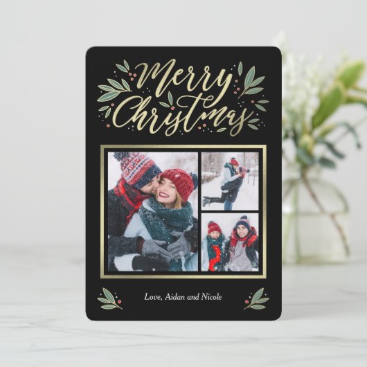 Seizoensgebonden gloed 3-kerstkaart feestdagenkaart (Staand voorkant)