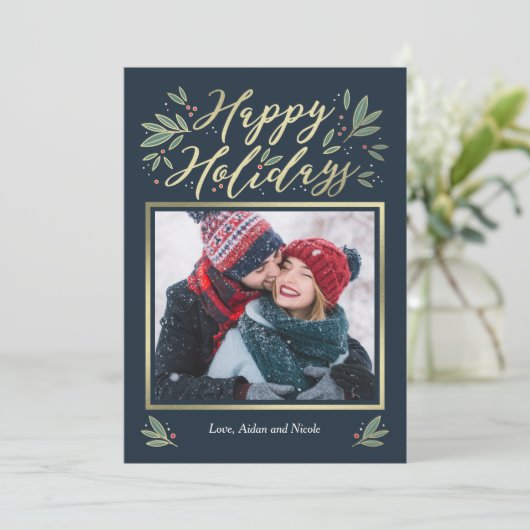 Seizoensgebonden gloed Bewerkbare kleur vakantie K Feestdagenkaart (Staand voorkant)