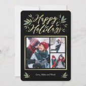 Seizoensgebonden Glow Bewerkbare Kleur 3 Foto Vaka Feestdagenkaart (Voorkant)