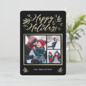 Seizoensgebonden Glow Bewerkbare Kleur 3 Foto Vaka Feestdagenkaart (Staand voorkant)