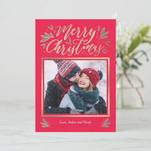 Seizoensgebonden Glow Bewerkbare Kleur Kerst Kaart (Staand voorkant)