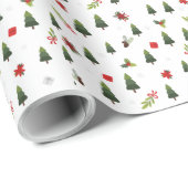 Seizoensgebonden groene kerstbomen Mistletoe Holly Cadeaupapier (Rol Hoek)