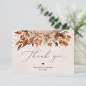 Seizoensgebonden herfst bloemen en bladeren loof b bedankkaart (Staand voorkant)