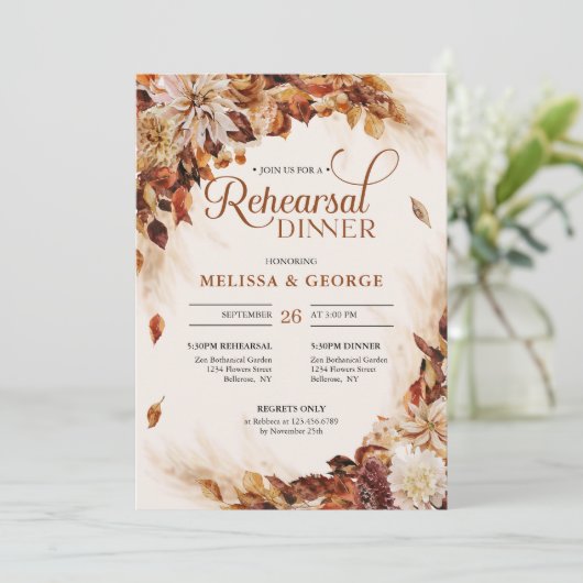 Seizoensgebonden herfst en herfstbloemen en bladko kaart (Staand voorkant)