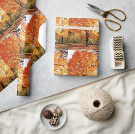 Seizoensgebonden herfst esdoornblad boom / oranje cadeaupapier