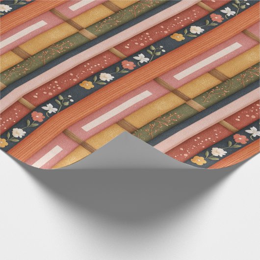 Seizoensgebonden Herfst gestreepte boek stekels Cadeaupapier (Hoek)