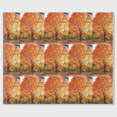 Seizoensgebonden herfstboom van de mantel/Oranje b Cadeaupapier (Vlak)