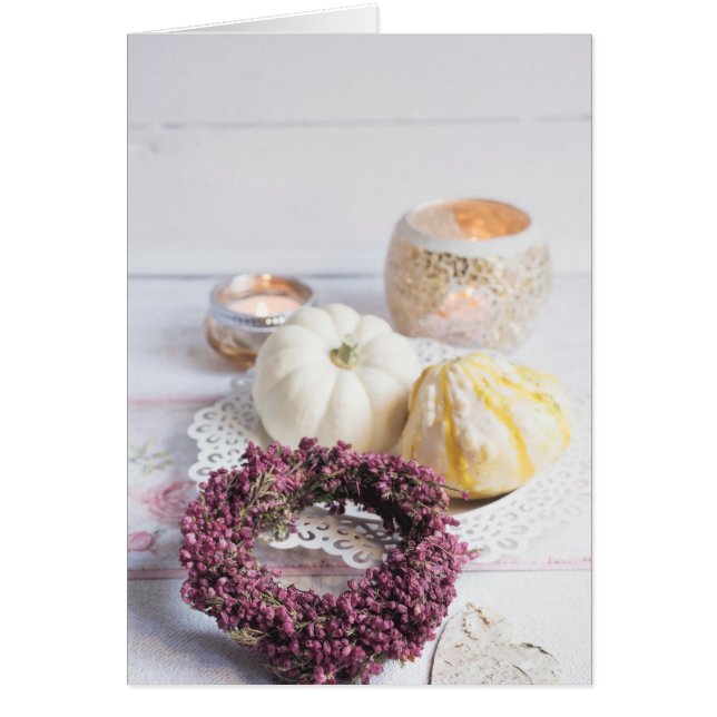 Seizoensgebonden herfstkaars en pompoenstilstand (Voorkant)