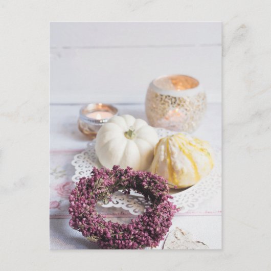 Seizoensgebonden herfstkaars en pompoenstilstand briefkaart (Voorkant)