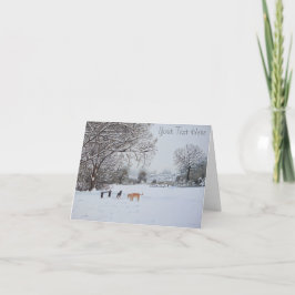 Seizoensgebonden hond Sneeuw Scene Landschap Reali Feestdagen Kaart