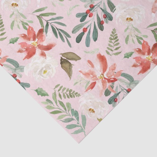 Seizoensgebonden hulstbessen poinsettia pastelpatr tissuepapier (Detail)