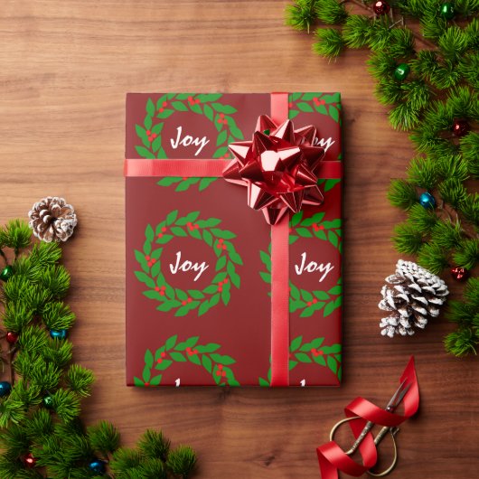 Seizoensgebonden Joy Green Foliage Wreate Maroon P Cadeaupapier (Feestdagen Geschenken)