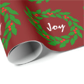 Seizoensgebonden Joy Green Foliage Wreate Maroon P Cadeaupapier (Rol Hoek)
