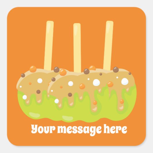 Seizoensgebonden karamel appels toevoegen bericht  vierkante sticker (Voorkant)