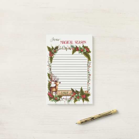 Seizoensgebonden Kerst Leuk Rendier Post-it® Notes (Op bureau)