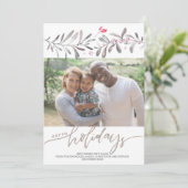 Seizoensgebonden Kerst Waterverf Mistletoe Foto Feestdagenkaart (Staand voorkant)