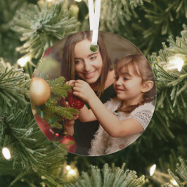 Seizoensgebonden moeder- en dochterfamilie-decorte glas ornament