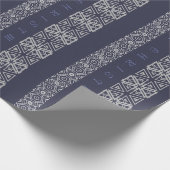 Seizoensgebonden ornament Blue Silver Costum Greet Cadeaupapier (Hoek)