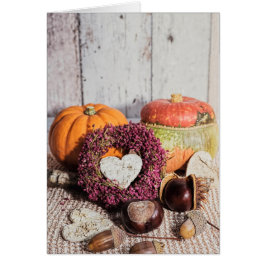 Seizoensgebonden rustige herfst kastanje en pompoe