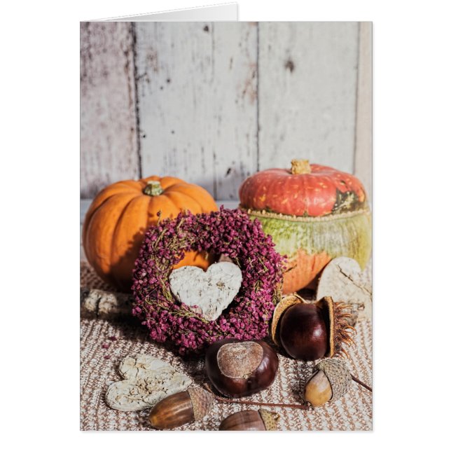 Seizoensgebonden rustige herfst kastanje en pompoe (Voorkant)