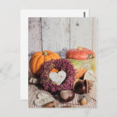 Seizoensgebonden rustige herfst kastanje en pompoe briefkaart (Voorkant / Achterkant)
