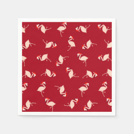 Seizoensgebonden Santa Flamingos Burgundy Pattern Servet