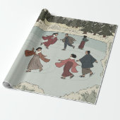 Seizoensgebonden schaatsen cadeaupapier (Uitgerold)