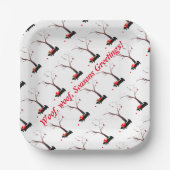 Seizoensgebonden Scottie Dog Art en Robins Papieren Bordje (Voorkant)