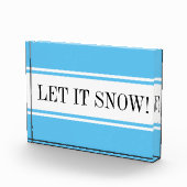 Seizoensgebonden Sky Blue White "LAET IT SNEE" Sta Fotoblokken (Rechts)