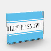 Seizoensgebonden Sky Blue White "LAET IT SNEE" Sta Fotoblokken (Links)