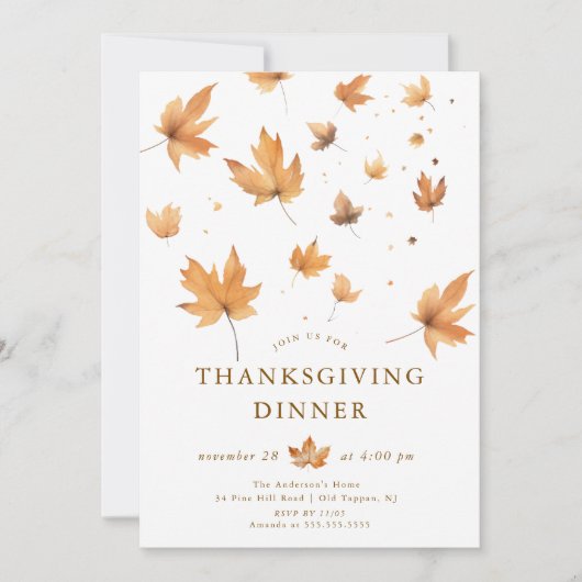 Seizoensgebonden Splendor Thanksgiving Dinner Invi Kaart (Voorkant)