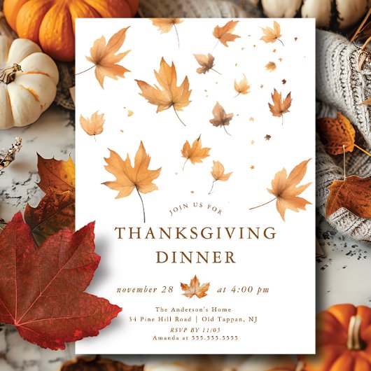 Seizoensgebonden Splendor Thanksgiving Dinner Invi Kaart