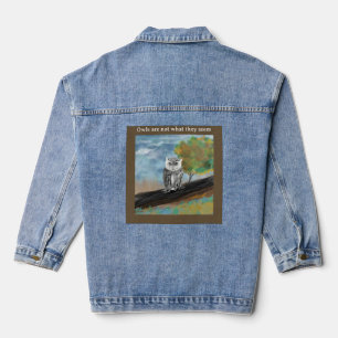 Seizoensgebonden Uil Schilderen in Natuur Wonders Denim Jacket