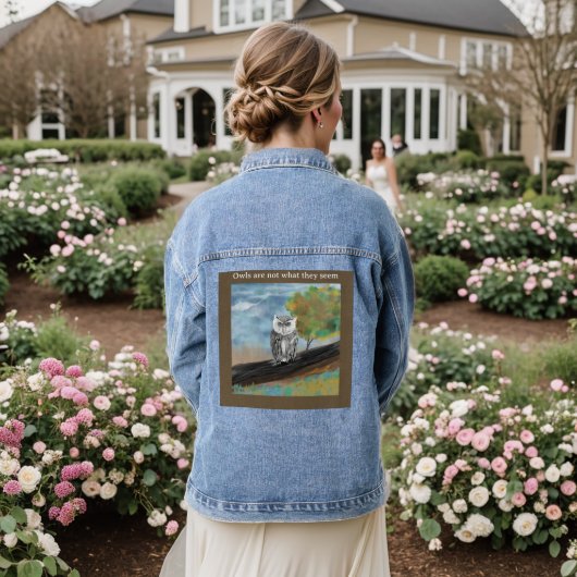 Seizoensgebonden Uil Schilderen in Natuur Wonders Denim Jacket (Huwelijk Achterkant)