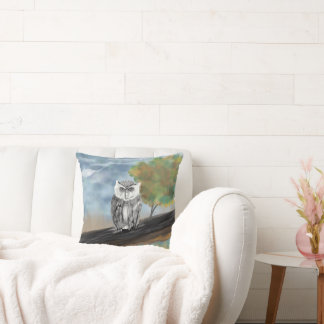 Seizoensgebonden Uil Schilderen in Natuur Wonders Kussen