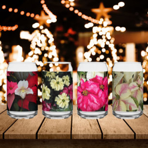 Seizoensgebonden vakantie Poinsettias Floral Blikvorm Glas