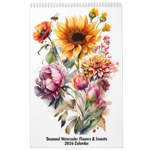 Seizoensgebonden waterverf bloemen & insecten – 20 kalender