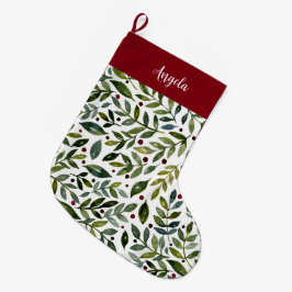 Seizoensgebonden waterverf en bessen grote kerstsok