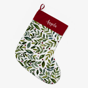 Seizoensgebonden waterverf en bessen grote kerstsok