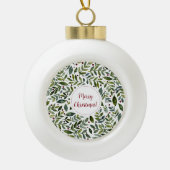 Seizoensgebonden waterverf en bessen keramische bal ornament (Voorkant)