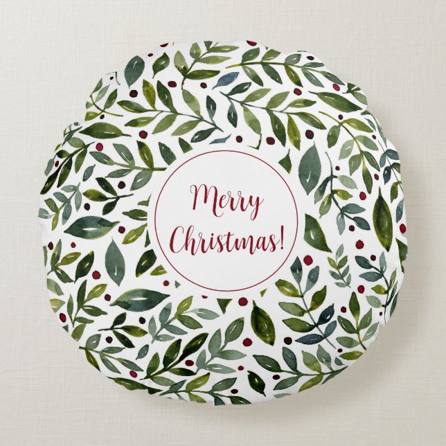 Seizoensgebonden waterverf en bessen rond kussen (Voorkant)