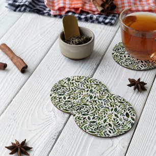 Seizoensgebonden waterverf en bessen ronde kartonnen onderzetter