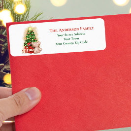 Seizoensgebonden Waterverf Kerstboom Teddy Naam Etiket