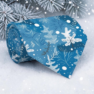 Seizoensgebonden Winter Blauwe Bladeren Necktie Stropdas