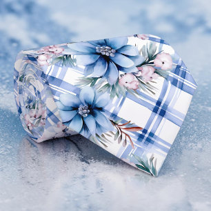 Seizoensgebonden Winter Blauwe Bloemmotief Necktie Stropdas