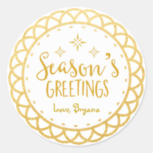 SEIZOENSGREETEN Gouden Kerstmis Sticker
