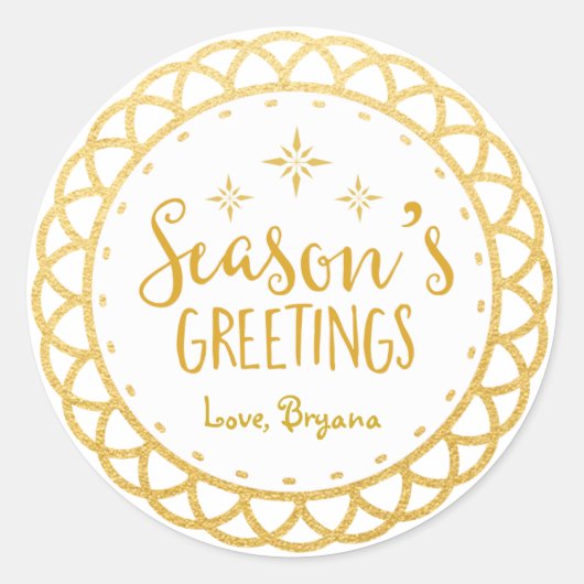 SEIZOENSGREETEN Gouden Kerstmis Sticker (Voorkant)