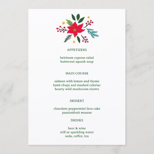 SEIZOENSGREETINGS Kerstmis Aangepaste Feestdag Menu (Voorkant)
